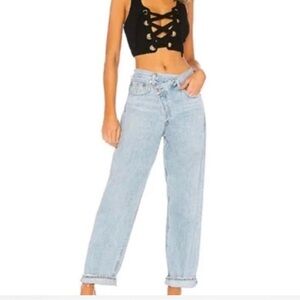 Agolde Light Wash Criss Cross Denim Jeans